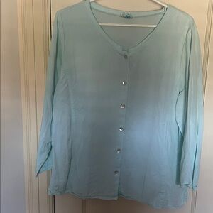 Habitat Lagenlook Teal Button Down Top